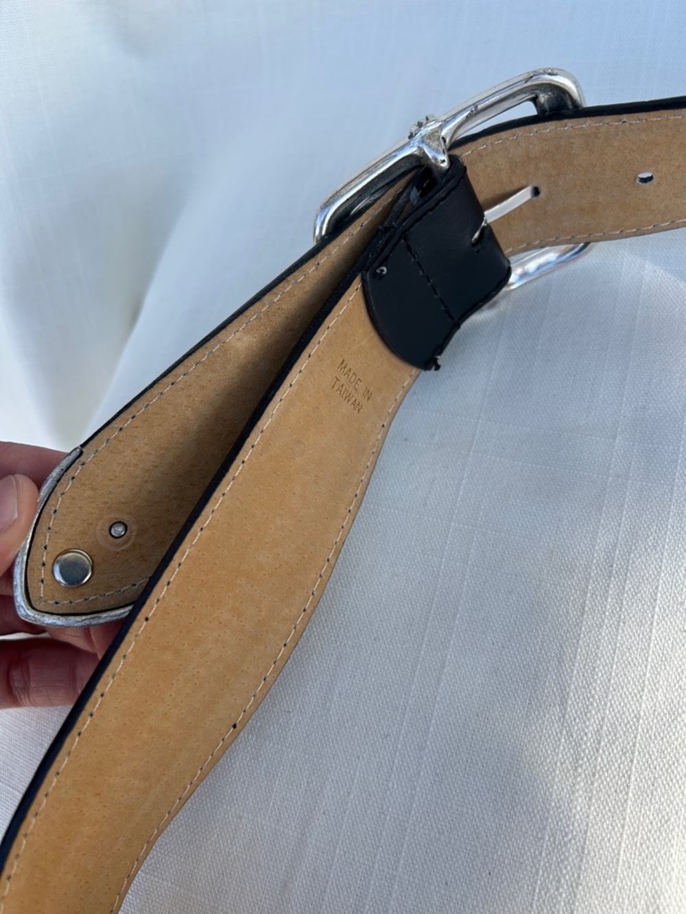 Donna Katz Black Leather Belt with Decorative Silver Buckle - Picture 8 of 12